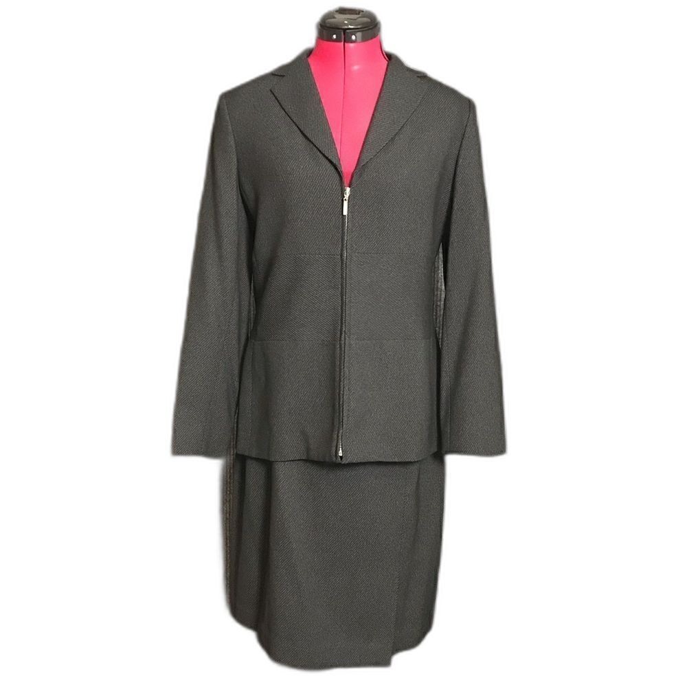 Alfani Suit Women’s Size 10 Blazer Size 12 Skirt 2-Piece Set Black Long Sleeve